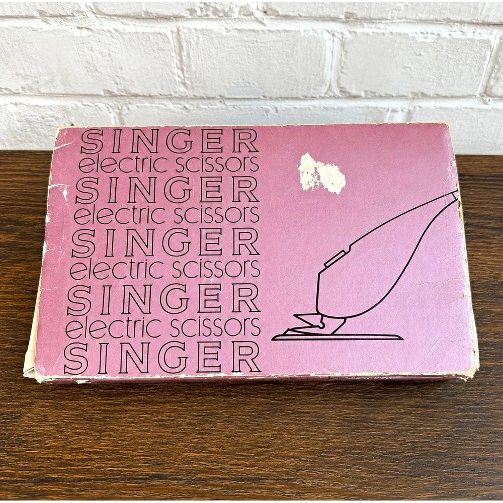 Vintage Singer Electric Scissors Set Original Box Cradle Adapter Tested Working